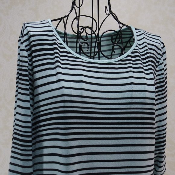 Apt. 9 Teal Black Relaxed Fit Blouse - Picture 5 of 13